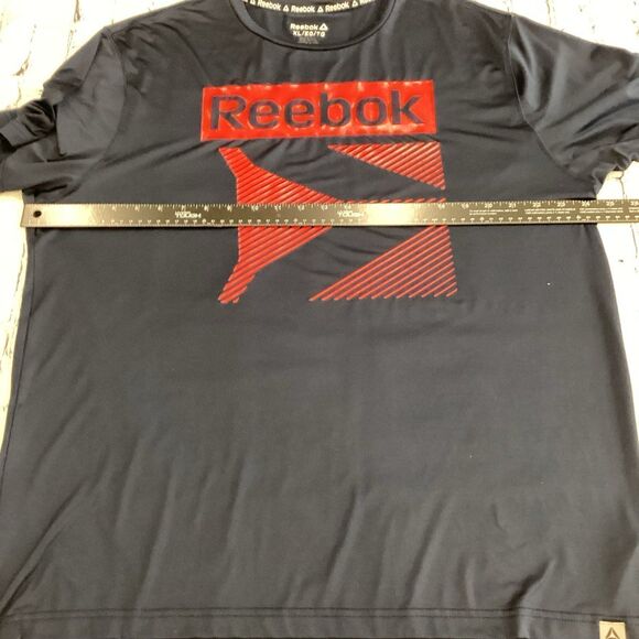 Reebok T-Shirt Men’s Size XL Color Navy Red Graphic Polyester Spandex Blend - Picture 7 of 8
